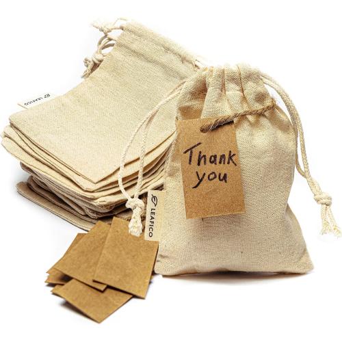 X-Small Reusable Cotton Bags - X-Small Cloth Gift Bags with Drawstrings for Jewelry, Home Supplies, Makeup,DIY, Wedding, Party Favors - Muslin Fabric Pouches