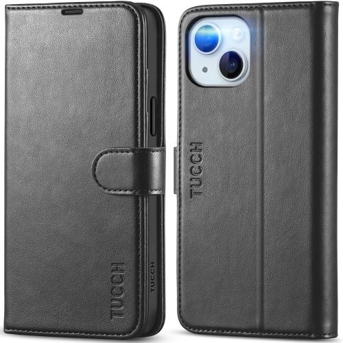 TUCCH Wallet Case for iPhone 15 Plus (6.7) 2023, 4 Card Holders, Black