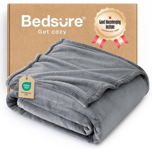 Bedsure Fleece Throw Blanket for Couch Grey - Lightweight Plush Fuzzy Cozy Soft Blankets and Throws for Sofa, 50x60 inches