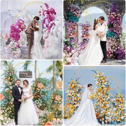 Fomcet Metal Arch Backdrop Stand Set of 2 Gold Wedding Arch Stand 7.2FT & 6FT Arched Backdrop Frame for Birthday Party Baby Shower Graduation Ceremony Decoration