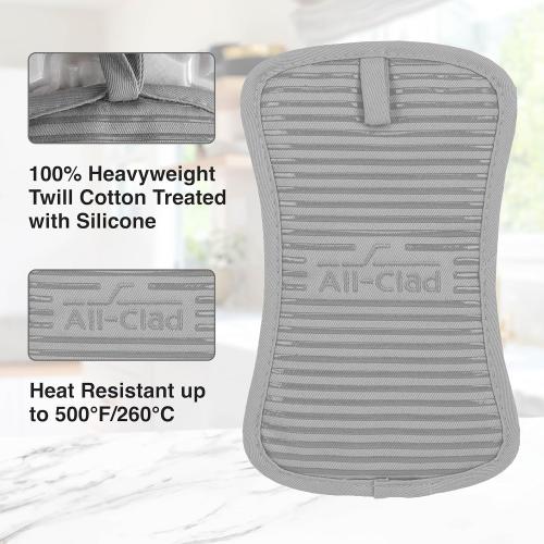 All-Clad Premium Pot Holder & Hot Pad: Heat Resistant to 500 Degrees - 100% Cotton, 10x6.25 Hot Pad for Kitchen and Barbeque, (6-Pack), Titanium
