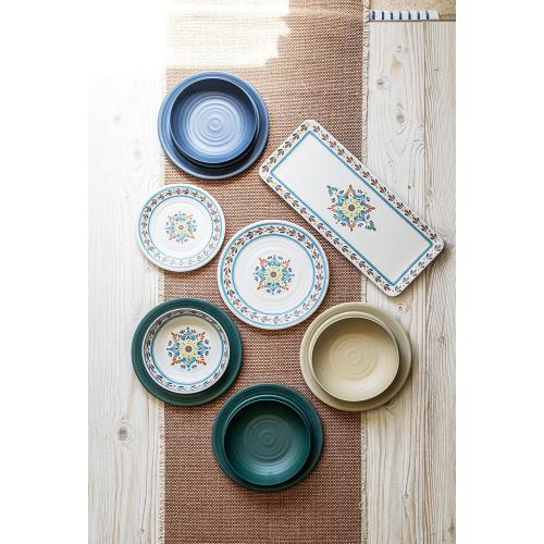 TarHong Planta Artisan Solid Dinner Plate, 10.5, Planta (Majority Plant Based with Melamine Binder), Shatterproof, Indoor/Outdoor Entertaining, Set of 6, Blue Matte