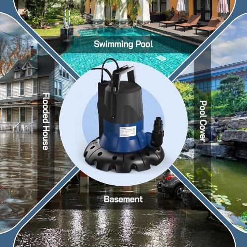 Size 1/2 HP Automatic Pool Cover Pump 3148 GPH Submersible Sump Pump Inground & Above Ground, Heavy Duty Water Pump with 25 Feet Power Cord for Swimming Pool Garden Pond Basement Window Well