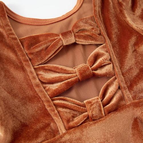 Miipat Toddler Girls Velvet Dress Ruffle Fall Winter Dress Long Sleeve Elegant Wedding Party Dress 4-5T