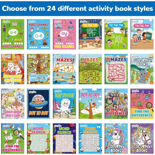 gisgfim 48 PCS Mini Activity Books Coloring Books Party Favors Bulk Challenging Game Include Mazes Dot to Dot Word Search Word Scramble for Ages 4-12 Goodie Bags Stuffers Kids Wedding Activities