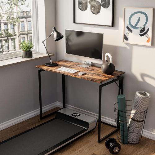 Folding Desk 40 Inch - No Assembly Small Foldable Desk for Small Space Minimalist, Space Saving Collapsible Compact Desks Portable Table for Craft, Writing, Study and Work