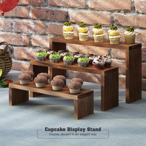 Plant Stand Shelf for Desk Window Sill Countertop Succulent Stand Desktop Shelf 3 Tiers Small Wooden Tabletop Ladder Plant Shelves for Cupcake Stand Riser Spice Rack Holder