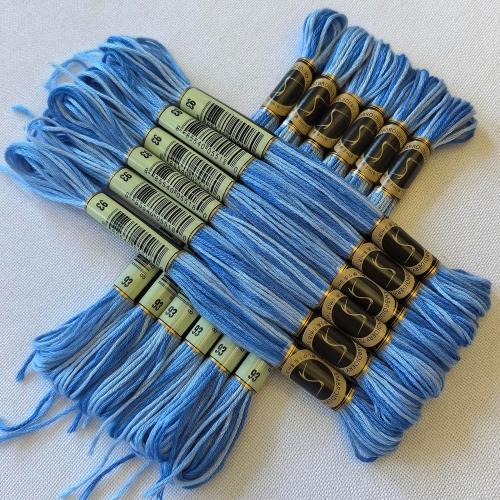 Magical Color Variegated Cross Stitch Thread Color Variations Embroidery Floss Pack, 8.7-Yard, Comflower Blue, Pack of 12 Skeins