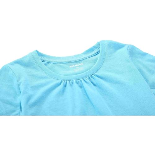 size 10/12- Bienzoe Girls Short Sleeve T-Shirt: Kids Aged ,Cute Crewneck Tee 3pcs Pack - Breathable Tops for Beach Trip Outdoor Play