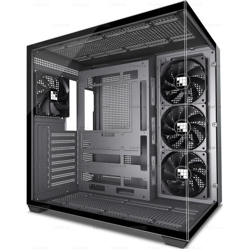 F300 (2025) PC Case - Pre-Installed 4 No RGB Fan, ATX Mid-Tower Gaming PC Case, 270° Panoramic Glass with Type-C, FOIFKIN (Black)
