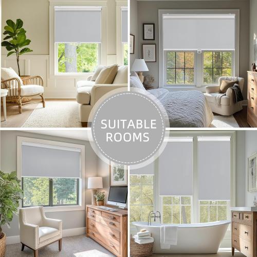 ChrisDowa Cordless Blackout Roller Shades for Windows, Thermal Insulated UV Protection Pull Down Shades, Total Blackout Window Blinds for Home, Office, Bedroom, Door (47 W x 72 H, Grey)