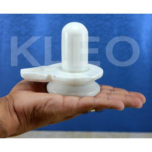 Size 3.5 Color White Marble Stone Shiva Lingam Shiv Ling Idol Murti Statue Baahubali Design Size (3.5 Inches)
