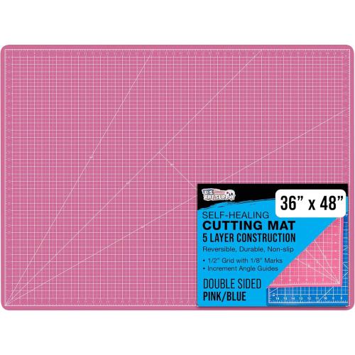 U.S. Art Supply 36 x 48 Self-Healing Cutting Mat 5-Ply - Double-Sided Pink/Blue Craft Mat, Non-Slip Cutting Mats for Crafts, Sewing, Quilting, Scrapbooking