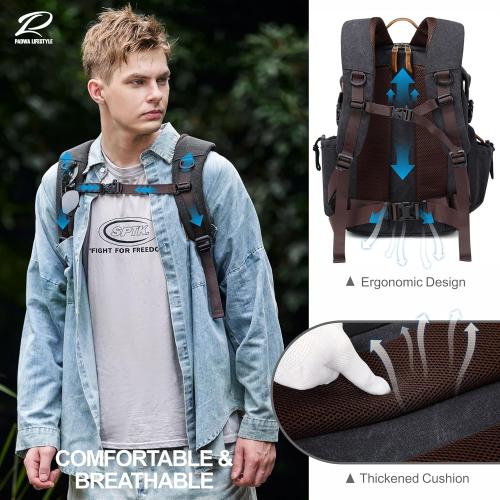 Padwa Lifestyle Black Camera Backpack - Weather Resistant Canvas Camera Bag for Photographers with Multi Compartments&Tripod Holder,Great Gift for Camera Backpacks,Drone bag and Travel bag