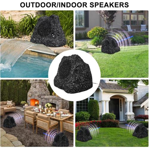 STUDIOFINIX Outdoor Rock Speakers Waterproof, 600 Watt 8 Inch Superior Timbre IPX7 Weatherproof Design for Garden,Patio,Pool,Deck,BBQ (Pair)