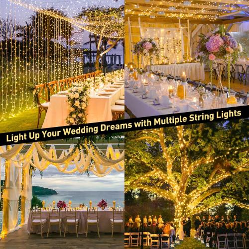 168Ft JMEXSUSS 600 LED Christmas Lights Outdoor Waterproof 8 Modes Indoor String Lights for Outside Warm White Christmas Tree Lights Plug in for Bedroom Wedding Party Holiday Classroom Decorations