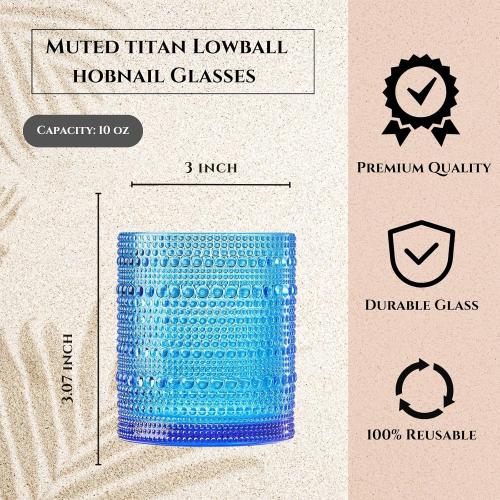 Khen Plastic Hobnail Drinking Glasses Set of 6 Bright Tones Cups 14oz, Shatterproof & Unbreakable Acrylic Beaded Design, BPA-Free, Dishwasher Safe Indoor/Outdoor Drinkware for Water, Juice, Cocktails