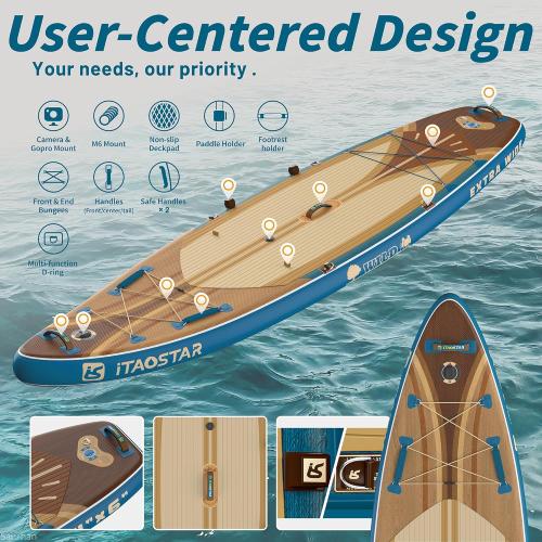 Wild 11'×36/11'6×34/12'6×33 Inflatable Paddle Board with Seat, One-Stop Premium SUP Board Gears, Tailored 5 Fins, Stable Inflatable Stand Up Paddle Boards for Youth/Adults of All Levels (NO TEST)