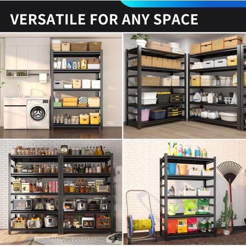 Garage Shelving 3000LBS Heavy Duty Shelving Units and Storage Shelves Adjustable 5 Tier Metal Shelving for Kitchen,Utility Room and Basement, 35.43 Wx15.75''Dx72''H, Black