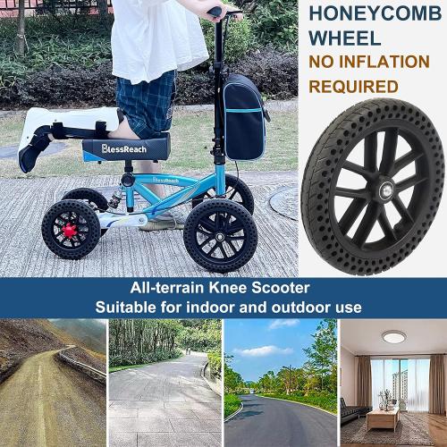 Knee Scooter, All Terrain Foldable Knee Scooter Walker, Disc Brake Knee Walker for Foot Injuries Compact Crutches Alternative
