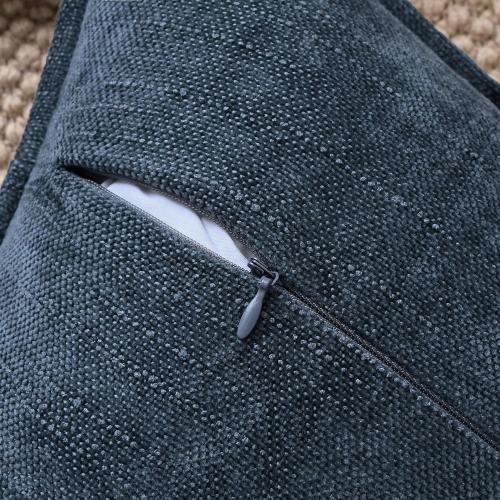 Set of 2 Soft Textured Decorative Throw Pillow Covers 16x16 Inch Cozy Farmhouse Cushion Cover Square Accent Pillow Cases for Bed Couch Sofa Living Room, Grey Blue