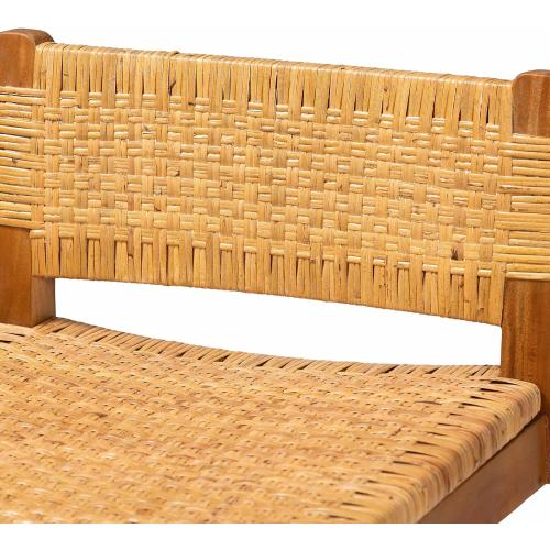 bali & pari Asgart Bohemian Seagrass and Mahogany Wood Bar Stool