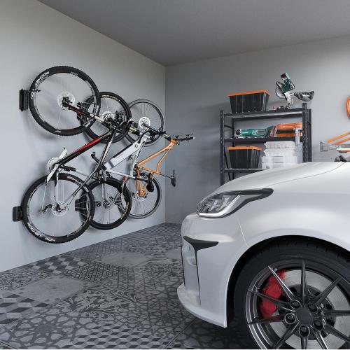 monTEK Swivel Bike Wall Mount, Bike Hangers for Garage, Space-Saving Vertical Bike Rack, Sturdy Bike Storage Rack Holds Up to 66lbs, Easy to Install, 4 Pack
