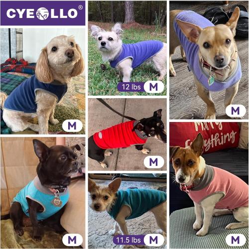 cyeollo 2 Pack Dog Fleece Sweater Stretchy Sweatshirt with Reflective Stripe Pullover Soft Jacket Pet Clothes Dog Sweaters for Small Dogs Cats Grey & Red
