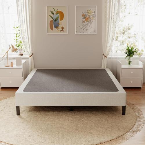 Queen Box Spring, 7 Inch Box Spring for Queen Bed, 3000 lbs Heavy Duty Metal Frame Mattress Foundation with Fabric Cover, Easy Assembly-Noise Free