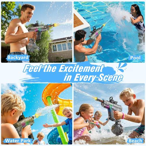 Electric Water Guns for Adults & Kids,Realistic Automatic Water Gun | with 26-32 FT Long Range,800ml Large Water Tank,Splash-Resistant Design,Summer Outdoor Pool Beach Toy for Backyard(2 Pack)