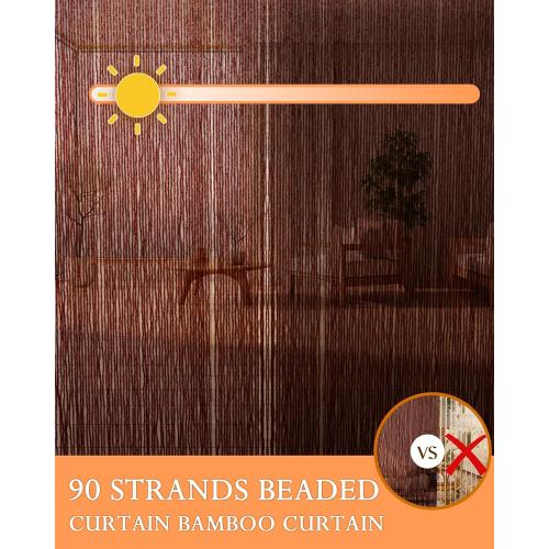 90 Strands Beaded Curtain for Doorways -35.5x79- Handmade Natural Beaded Curtains，Boho Doorway Wood and Bamboo Bead Curtain-As Insect Screen/Room Divider-Brown