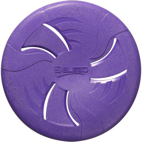 Indestructible Dog Flying Disc, Interactive Dog Flyer Toys, Soft Lightweight Catch and Fetch Toys for Medium Large Dogs, Floats in Water & Safe on Teeth, 9 inch (Large, Purple)