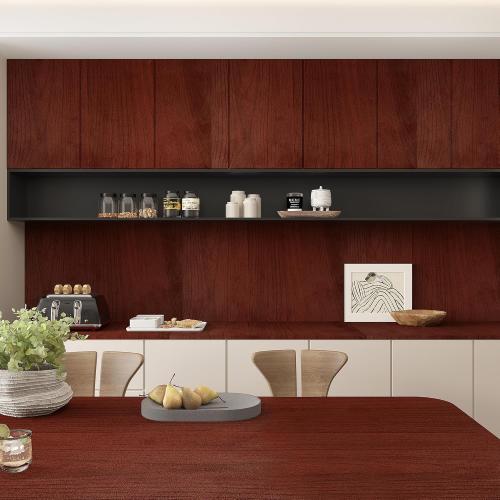 BAYYA Cherry Wood Grain Contact Paper Red Brown Peel Stick Wallpaper Matte Thick Ultra Wide 31.5x354inch Self-Adhesive Waterproof Wall Paper Roll Vinyl Wrap Furniture Sticker for Countertop Cabinet
