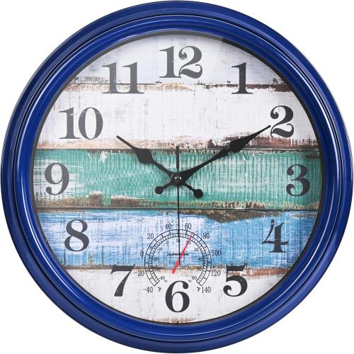 Large Outdoor Clock Waterproof with Thermometer Vintage Rustic Coastal Clock for Pool Garden Patio (16 Inch)