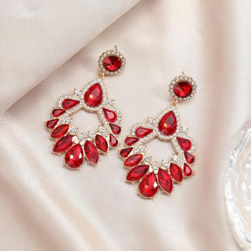 Fashion Rhinestone Statement Drop Dangle Earrings Large Colorful Crystal Chandelier Earrings for Women Bridal Wedding Party Prom