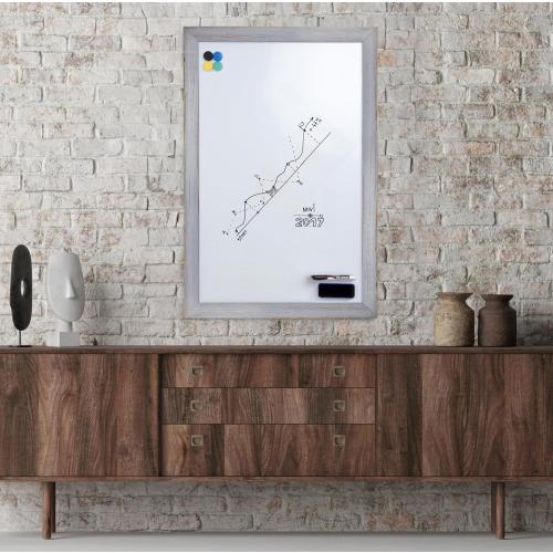 Real Wooden Framed Magnetic Dry Erase Whiteboard, 24 X 36, Vertical/Horizontal Wall Mount, Includes Black Marker, Eraser and 4 Magnets, by Better Office Products (Gray Wash)