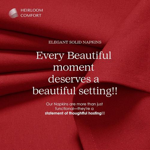 Red Cloth Napkins 17 x 17 Inch, Soft, Absorbent, Durable, Reusable, Washable Fabric, Set of 12 - Perfect Table Napkin for Dinner, Fall, Weddings, Holiday, Christmas, Everyday Use