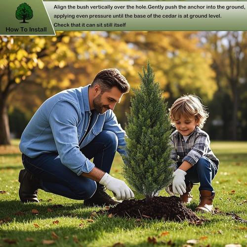 ECOLVANT 3FT Artificial Cedar Topiary Trees with Ground Spike, Set of 2 Faux Cypress Plants UV Resistant Artificial Pine Shrubs Fake Bushes for Outdoor Indoor Front Porch Garden