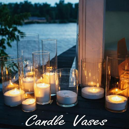 CYS Excel Large Glass Cylinder Vase (H:16 D:8) Flower Vase Centerpieces Hurricane Floating Pillar Candle Holder Terrarium Planter