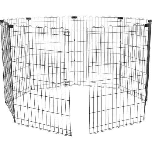 Size 24x36 Color Black Amazon Basics Foldable Octagonal Metal Exercise Dog Playpen - Indoor/Outdoor, No Door, Medium (8 Panels, 24 x 36), Easy to assemble, store, and customize, 36 - Medium, Black