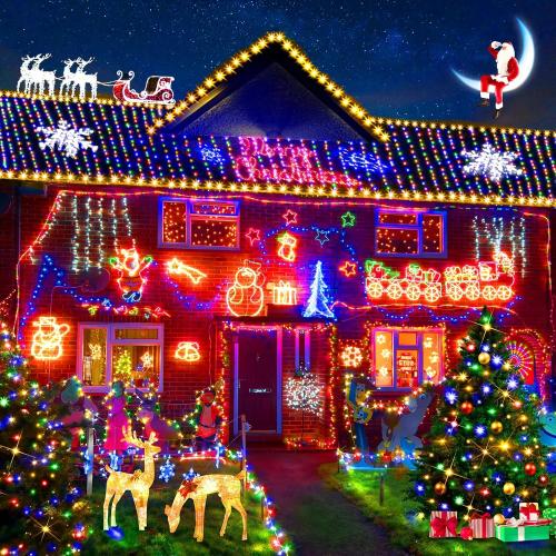 KNONEW 600ft 1500 LED String Lights Outdoor Christmas Lights 8 Modes & Timer Fairy Light Plug in Waterproof LED String Lights for Xmas Yard Tree Wedding Party Holiday Decorations (Multicolor)