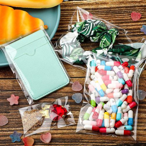 Geyoga 120 Pcs 4 Size Clear Plastic Cello Bag Resealable Self Adhesive Cellophane Bag for Candy Cookies Decorative Wrapper