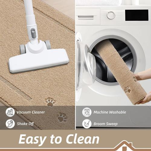 BEQHAUSE Dog Door Mat for Mud Paws Dirt Trapper Doormat Non-Slip Entryway Rugs Absorbent Welcome Mat Washable Indoor Floor Mat Low-Profile for Front Door, 20 x 32, Beige