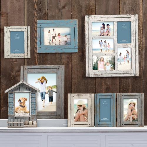Prinz Homestead Distressed Wood Picture Frame, for 4x6 Photos, Wall or Tabletop Display, Blue