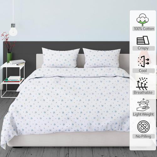 RUVANTI 100% Cotton Sheets Queen Size Set, 4 Pieces, Soft & Breathable Percale Weave Bedding, Deep Pocket 16, Hotel Standard, Crisp Cool Feeling, Durable, Perfect Floral Bed Sheet, Phulkari