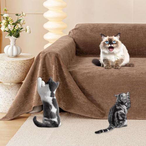 Cat Scratch Furniture Protector - Anti-Slip, Waterproof Sofa Cover to Keep Cats Off, Pet-Friendly Couch Protectors for 3 Cushion Couch, Brown Anti-Scratch Couch Cover for Pets and Kids 118X71