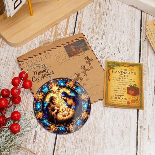 Nativity Ornaments for Christmas Tree, Christmas Ornaments 2025, Religious Nativity Scene Decoration, Christian Christmas Ornaments, Elegant Holy Family Ornament, Faith-Inspired Holiday Keepsake