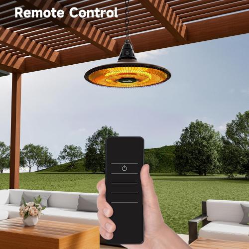 Ceiling Electric Outdoor Heater Wall-Mounted Hanging Patio 1500W Infrared Carbon Fiber Tube Heating Wall Heater for Gazebo, Balcony, Brown ‼️doesn’t come with remote‼️