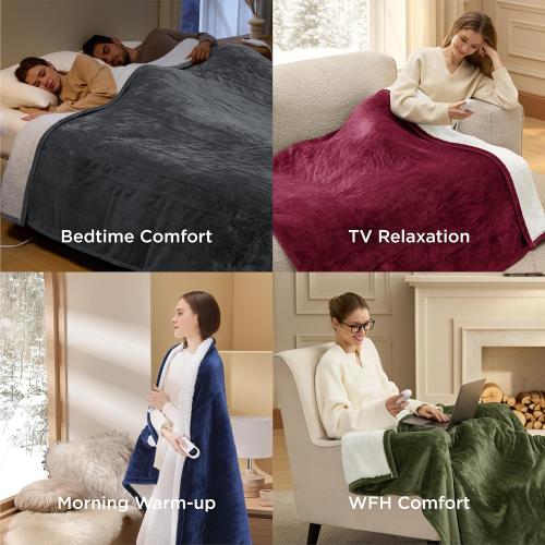 Bedsure Electric Blanket Twin - Soft Flannel Heated Blanket Twin Size, Fast Heating with 6 Time Settings (Up to 10H) & 6 Heat Settings, Warm Gift for Grandma (62x84 inches, Pageant Blue)