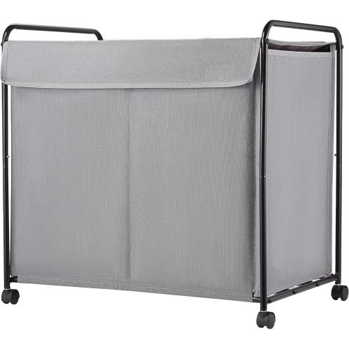EasyAcc Laundry Basket with Wheels, Rolling Laundry Hamper, 39 Gallons (150L), Laundry Basket, Large Capacity Blanket Storage, Carbon Steel Frame 24 x 16.8 x 23.4 Inches